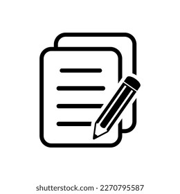 Documento con ilustración vectorial de icono de lápiz. Icono de vector de prueba.