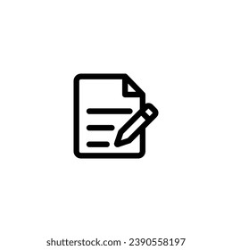 Document with pencil icon vector illustration. outline icon for web, ui, and mobile apps