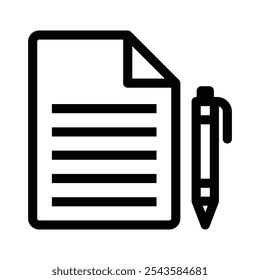 Documento con icono de lápiz, Ilustración vectorial. Trazo editable.