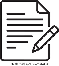 Icono de documento y lápiz para escribir y tomar notas