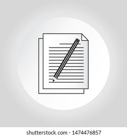 document and pencil line icon with gradient background