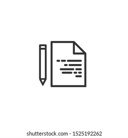 Document with pencil line icon in simple design on a white background