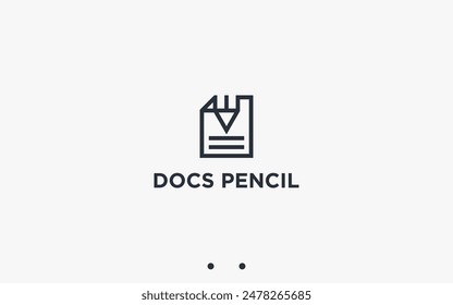 documento con ilustración de silueta de Vector de diseño de logotipo de lápiz