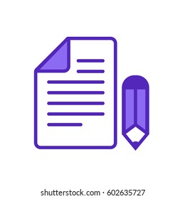 Document with pencil minimalistic
