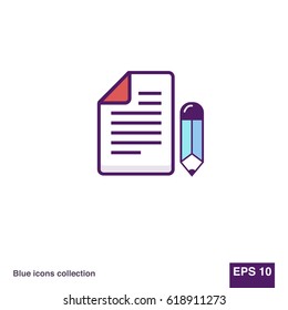 Document with pencil minimalistic