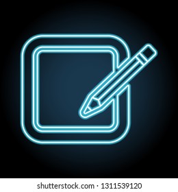 Document With Pencil neon icon. Simple thin line, outline vector of web, minimalistic icons for UI and UX, website or mobile application