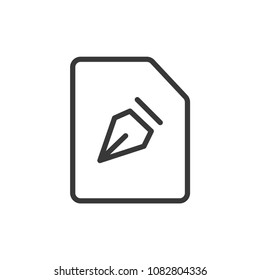 Document With Pencil Outline Simple Vector Icon