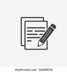 Document with pencil pictogram icon. Simple flat illustration for business, marketing internet concept on white background. Trendy modern vector symbol for web site design or mobile app