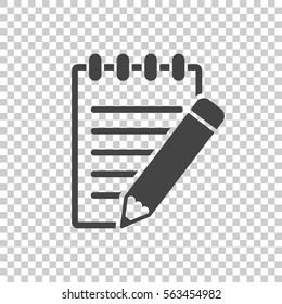 Document with pencil pictogram icon. Simple flat illustration for business, marketing internet concept on white background. Trendy modern vector symbol for web site design or mobile app