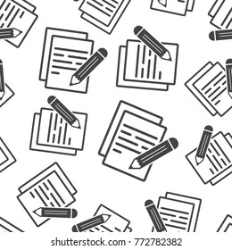 Document with pencil seamless pattern background. Business flat vector illustration. Document concept sign symbol pattern.