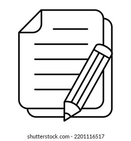 Document with pencil thin line icon vector illustration. Test vector icon.
