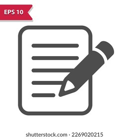 Document With Pencil - Writing Message Icon. Professional, pixel perfect icon, EPS 10 format.