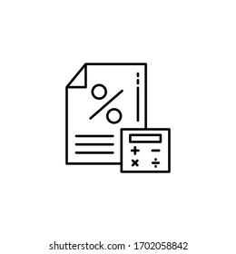 Document, percent, calculator icon. Simple line, outline vector elements of loan and investment for ui and ux, website or mobile application