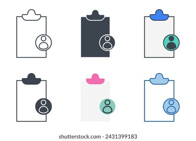 Documento con una colección de iconos Person con estilos diferentes. Ilustración del vector del símbolo de los documentos aislada sobre fondo blanco