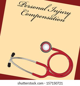 Document Personal Injury Compensation Related To Medicine. Vector Illustration.