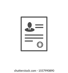 The document is personal. Registration. Vector icon isolated on white background.
