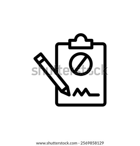 Document petition icon Black and white outline vector