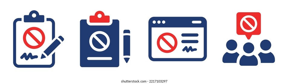 Document petition and online petition icon set. Vector illustration.