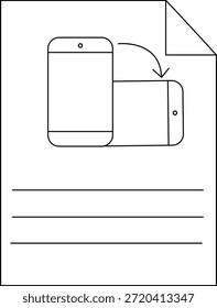 Documento con el teléfono girando a horizontal sobre las líneas