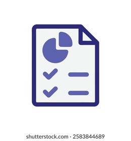 Document with Pie Chart and Check Marks
