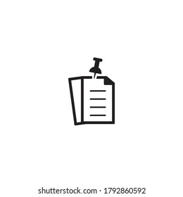 Icono de pin de documento - ilustración de vector negro