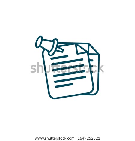 Document and pin line style icon design, Data archive storage organize business office and information theme Vector illustration