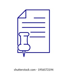 Document with pin symbol  flat icon. Pictogram for web. Line stroke. Isolated on white background. Vector eps10