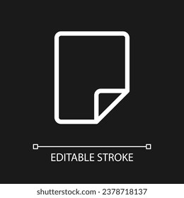 Document pixel perfect white linear ui icon for dark theme. Upload file to translate. Vector line pictogram. Isolated user interface symbol for night mode. Editable stroke. Arial font used