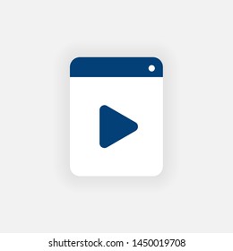 Document with play sign, video or audio icon. Vector illustration.