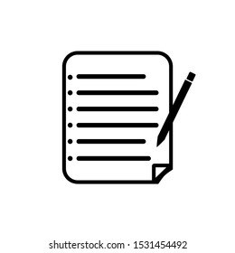 The document points with the crease and pen. Vector icon