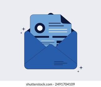 Document and postal envelope. Working process, new email message. Perfect vector graphics