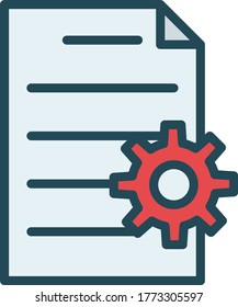 Document Preferences Setting Concept Vector Color Icon, White Paper with Cogwheel Design, 