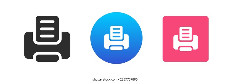 Document print technology device print connection ink machine electronic page icon set vector flat illustration. Digital press inject fax modern business communication printout office service