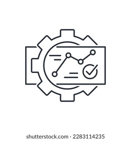 Procesamiento de documentos. Control de calidad. Validez de auditoría, efectiva. Verificación de la información. Icono lineal vectorial aislado en fondo blanco.