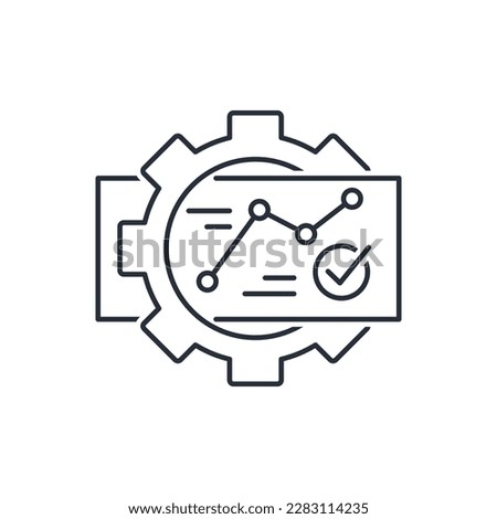 Document processing. Quality control. Audit validity, effective. Information verification. Vector linear icon isolated on white background.