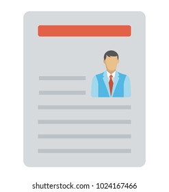 Document With Profile Picture, Cv Flat Icon