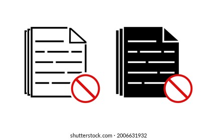 Document prohibited, blocked. Paper file forbidden. Illustration vector