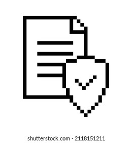 document protect pixel icon vector file sign