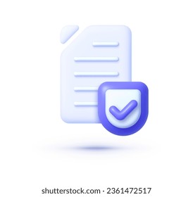 Protección de documentos 3d para diseño web. Tecnología de datos. Diseño de ilustración de vector