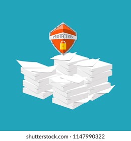 Document protection concept. Privacy, security idea. Vector illustration