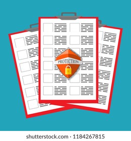Document protection concept. Privacy, security idea. Vector illustration