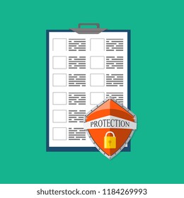 Document protection concept. Privacy, security idea. Vector illustration