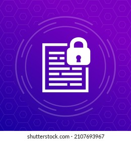 document protection, data security icon, vector