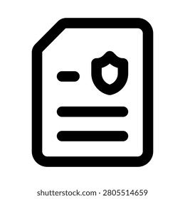 Document protection icon. Editable line icon. Professional and modern outline icon vector illustration featuring secured file with shield in a simple design.
