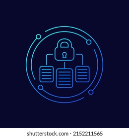 document protection icon, linear vector