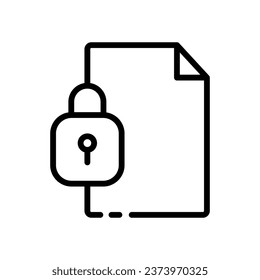 Icono de protección de documentos. Contorno, bloquear el documento, icono de seguridad, protección del documento. Icono de vector