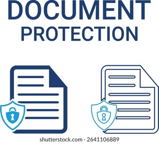 Document protection icons, Line art icons design Containing cloud computing, IT manager, big data, data analytics, internet, network security, and more. Solid vector icons collection