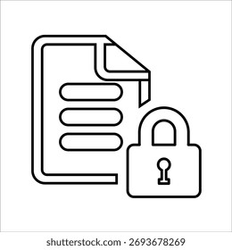 Dokumentschutzsymbole. einfache Linienvektorgrafik