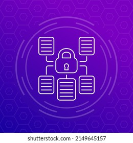 document protection line icon with a lock