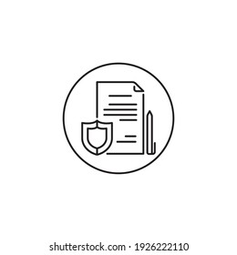 icono de estilo de esquema de protección de documentos en círculo